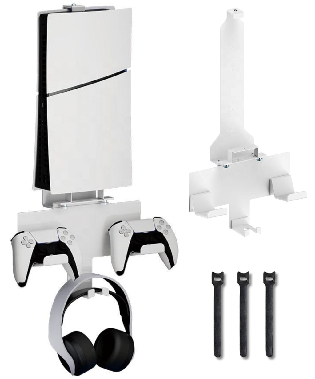 PS5/ PS5 Slim Wall Mount Stand with Controller and Headphone Holders