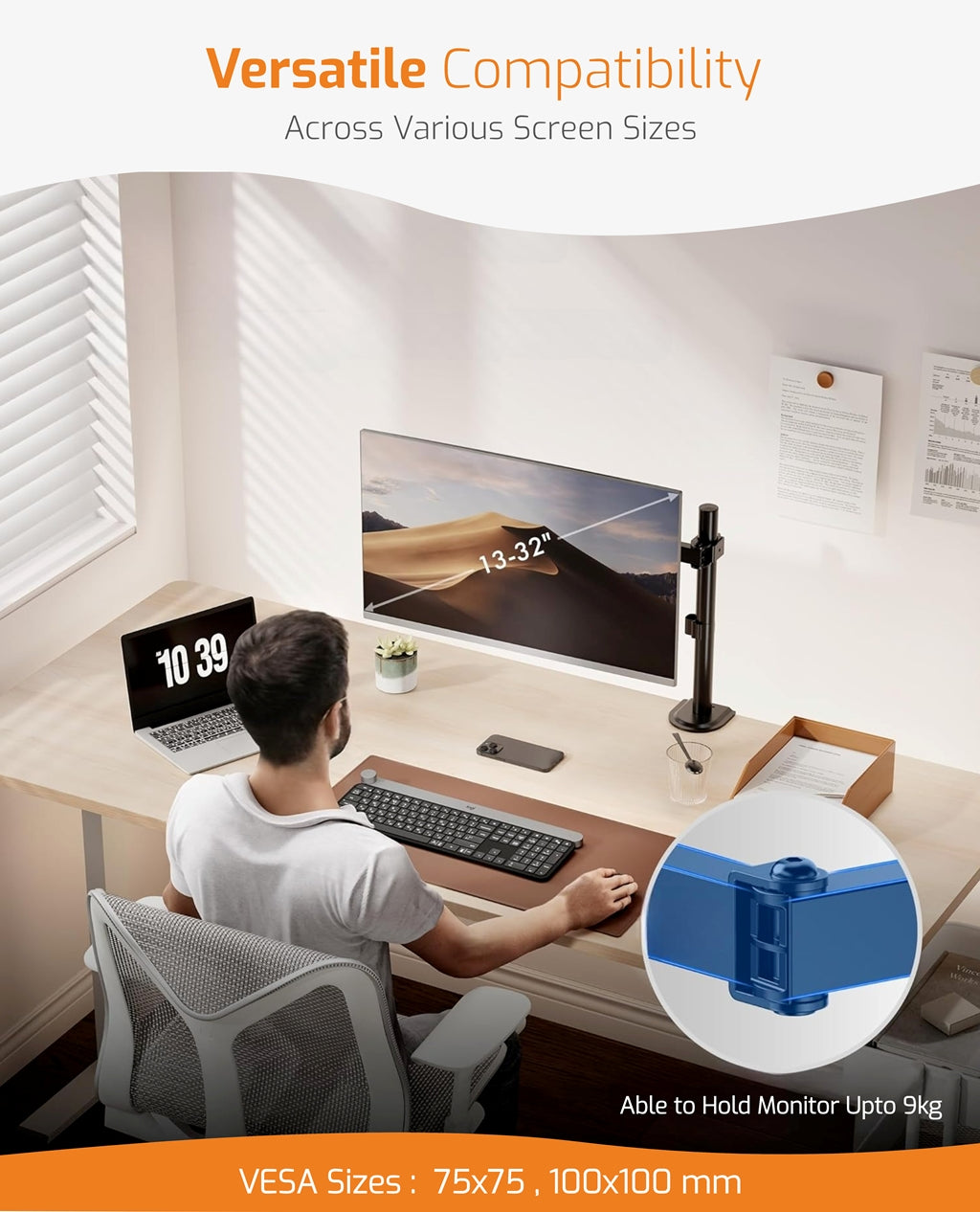 Steel Articulating Monitor Arm - Single-Monitor