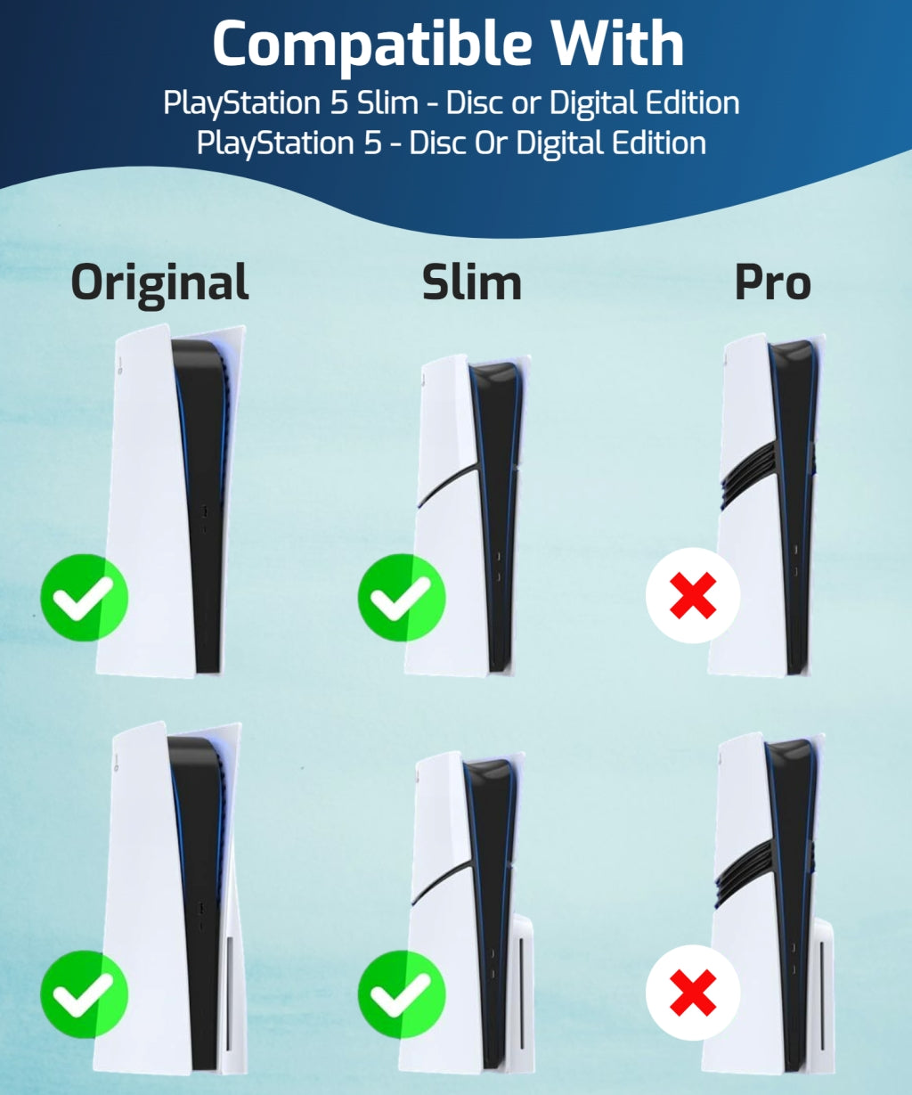PS5/ PS5 Slim Wall Mount Stand with Controller and Headphone Holders