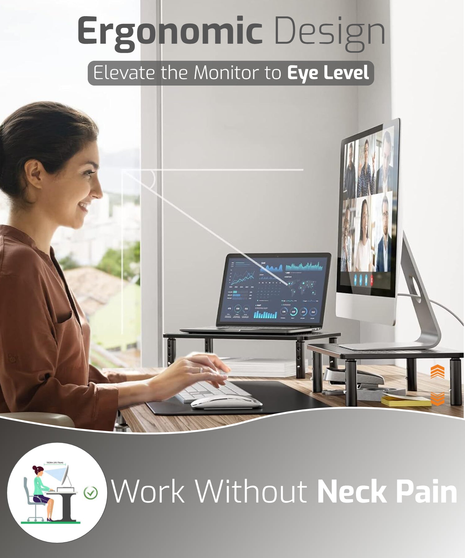 Height Adjustable Steel Monitor/Laptop Stand