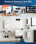 PS5/ PS5 Slim Wall Mount Stand with Controller and Headphone Holders