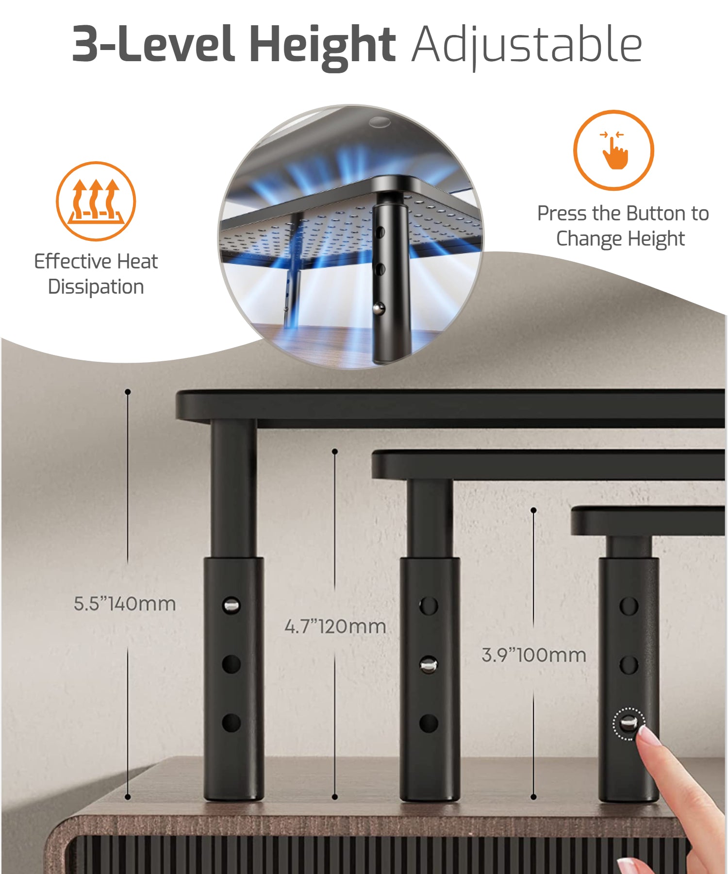 Height Adjustable Steel Monitor/Laptop Stand