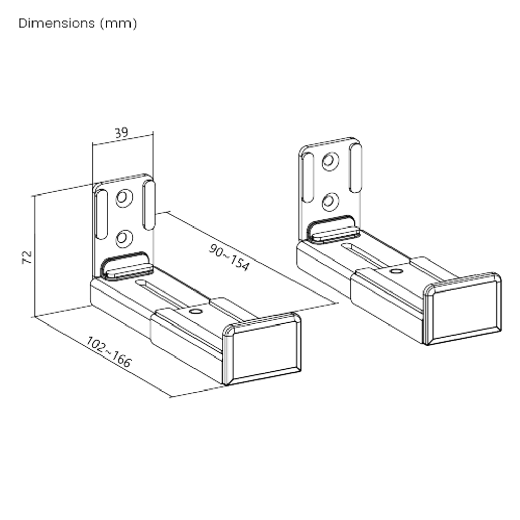 Adjustable Soundbar Speaker Wall Mount Brackets