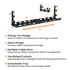 Extendable Clamp-On Under-Desk Cable Management Tray