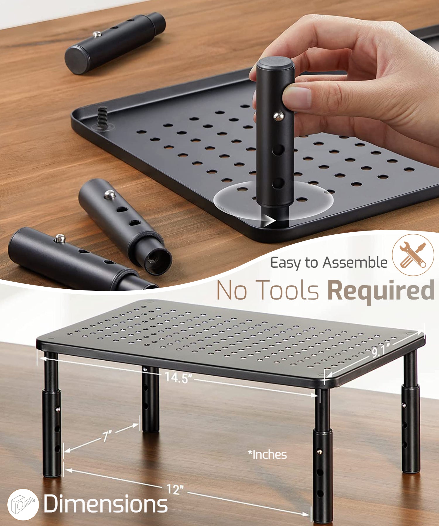 Height Adjustable Steel Monitor/Laptop Stand