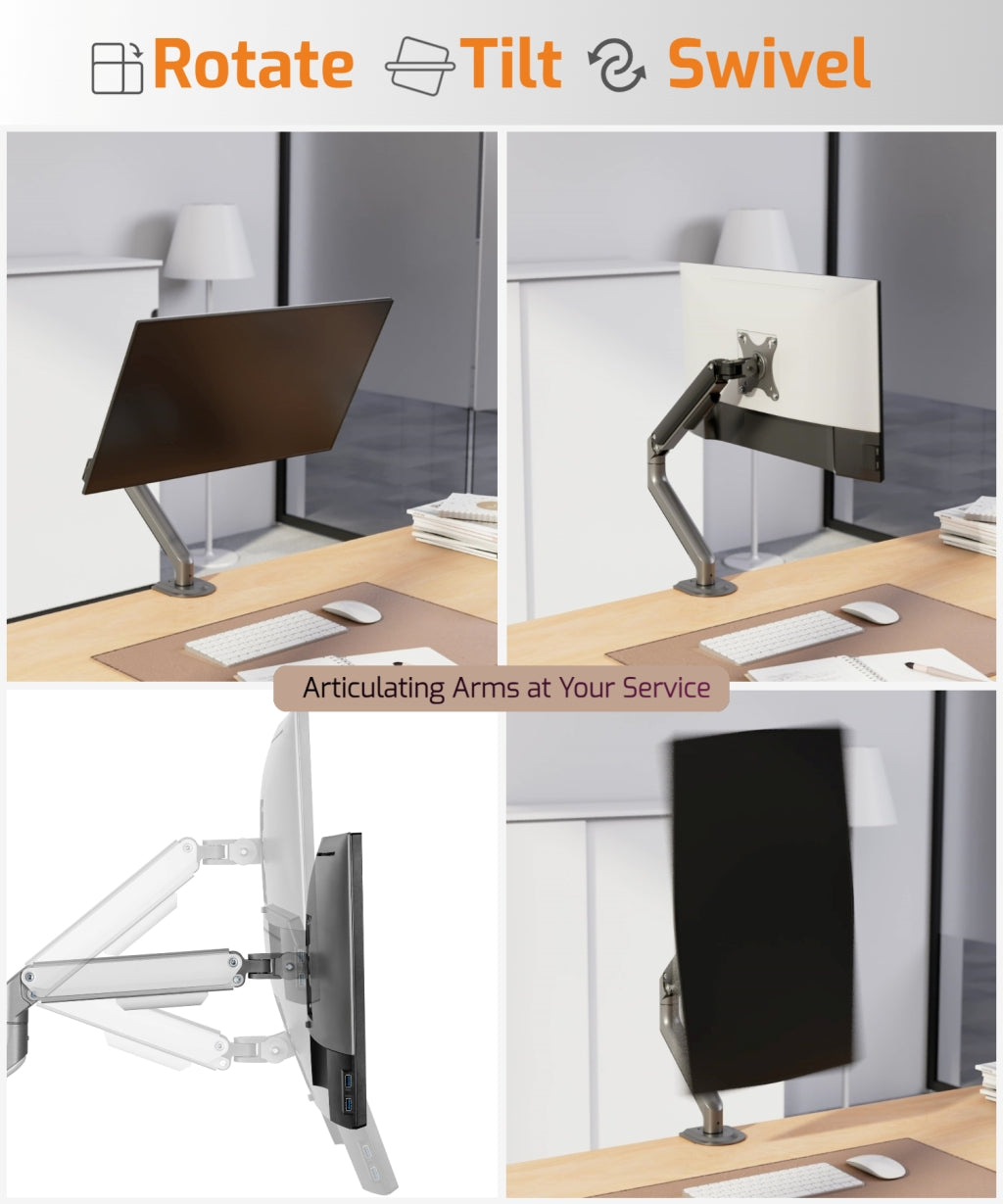 Spring-Assisted Monitor Arm -Single Monitor