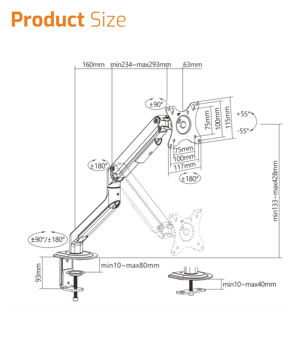 Spring-Assisted Monitor Arm -Single Monitor