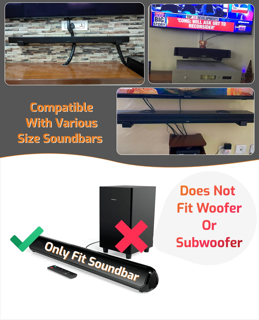 Adjustable Soundbar Speaker Wall Mount Brackets